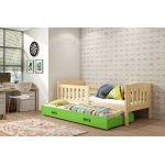 Jednolôžková posteľ Kubus3 Prírodná pre teenagerov 160x80 s matracom, rozkladacia - zelená